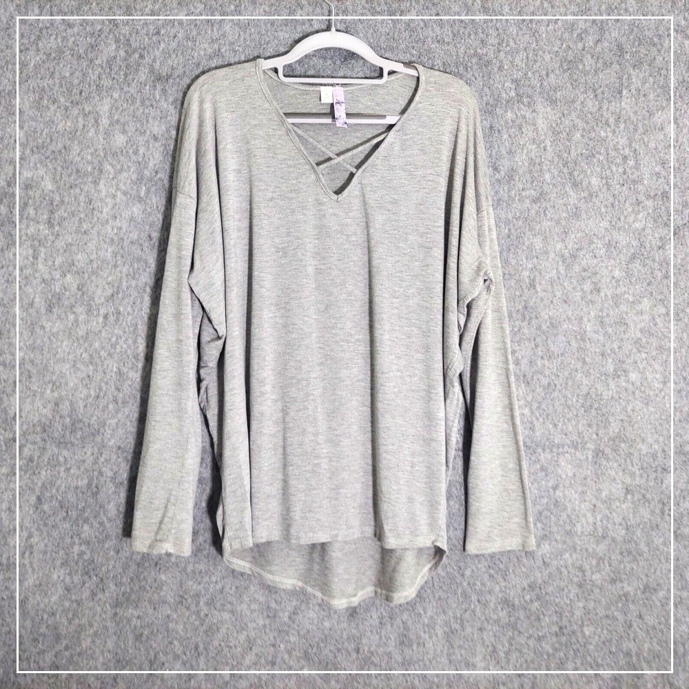 Alya Tunic L Dolman Sleeve‎ Gray Strappy Lightweight Preppy Casual Minimalist